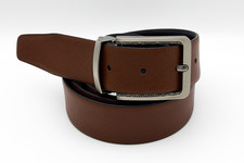 Marco Valentino Toacco Saffiano Leather Men's Belt with Matte Buckle