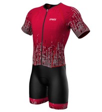 Sparx Men Elite Aerosuit Triathlon Suit Short Sleeve Skinsuit - Burgundy Medium