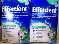 Efferdent Retainer & Denture Cleanser Tablets Minty Fresh & Clean, 126 Ct 2-PACK