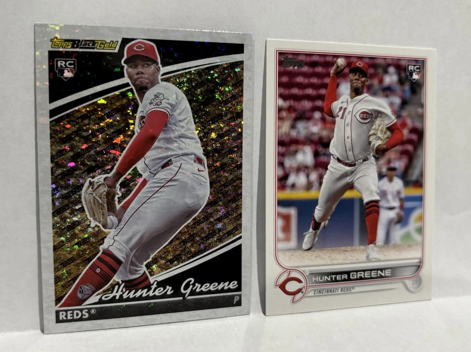 2022 Hunter Greene (2) RC Lot -Topps Black Gold Mini Diamonds #BG-17 + RC #US160 - Image 2 of 4