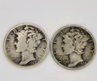 Mercury Dimes 90% Silver / 1927-S & 1934-D / You Buy What You See