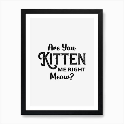 Are You Kitten Me Right Meow Art Pr Framed Wall Art Poster Canvas Print Picture