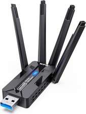 WiFi 6 USB Adapter 1800Mbps Wireless Network Card 4x 8dBi Antenna Long Range PC