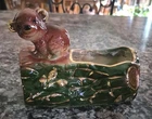 McCoy Bear Wood Log Flower Planter 23 K Gold Trim