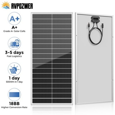 Rvpozwer 100W Watt Mono N-Type Solar Panel 18BB 25% High Conversion RV Home Car