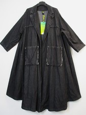 Lagenlook 86% Cotton Denim Open Front Long Duster Jacket/Coat oversiz:Plus 20-26