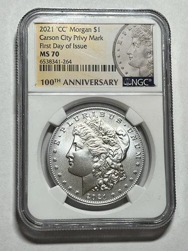 2021 CARSON CITY MORGAN SILVER $1 CC PRIVY MARK FIEST DAY OF ISSUE NGC MS70