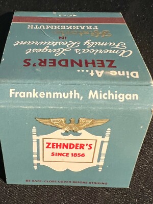 VINTAGE MATCHBOOK - ZEHNDER'S RESTAURANT -  FRANKENMUTH, MI - UNSTRUCK!
