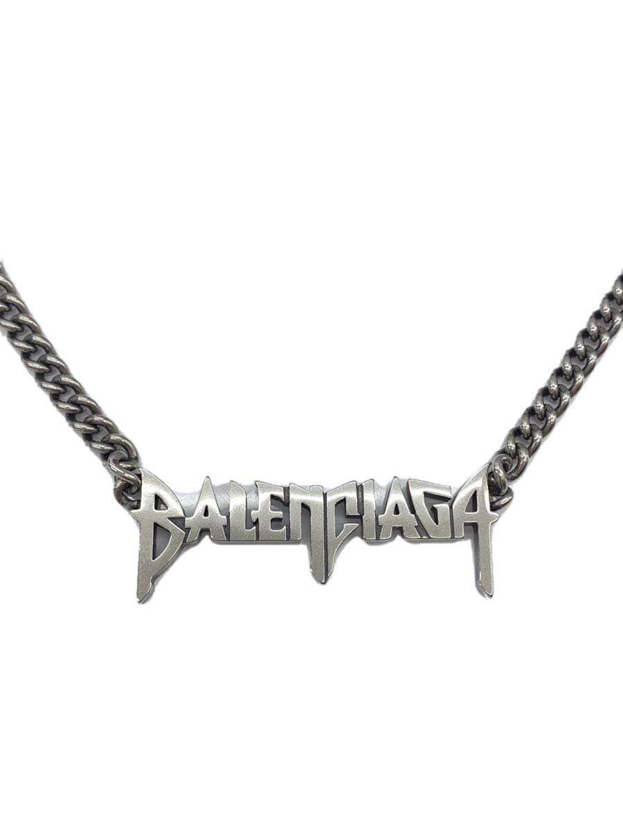 BALENCIAGA Necklaces Typo Metal Chain Silver with Top for BALENCIAGA Necklaces Typo Metal Chain Silver with Top for