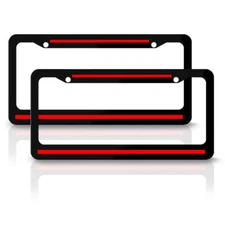2pcs Metal Red Line for Nissan Accessories Car License Plate Frame Tag Covers