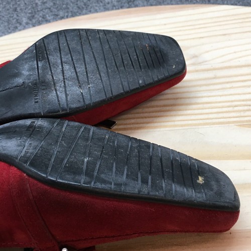 Stuart Weitzman Shoes Womens 7 Wide Pump Red Suede Casual Slip On Kitten Heels - Picture 19 of 21