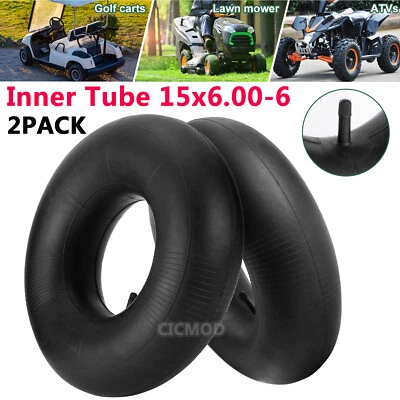 CICMOD 2PCS Inner Tube 15x6.00-6 , 15x600-6 Ride On Lawn Mower Garden Tractor TR13 Tire