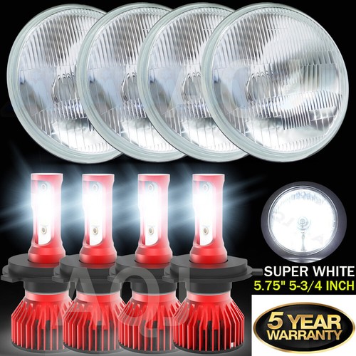 4PCS 5.75" Round LED Headlights Hi/Lo for Mercury Cougar 1967-76 Monterey Comet