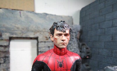 Custom painted head addon for Tom Holland Spider man Mezco 1/12 "NO WAY ...