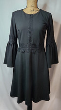 Womens Banana Republic Sz 4 Black Victorian Style Long Sleeve Lined Dress
