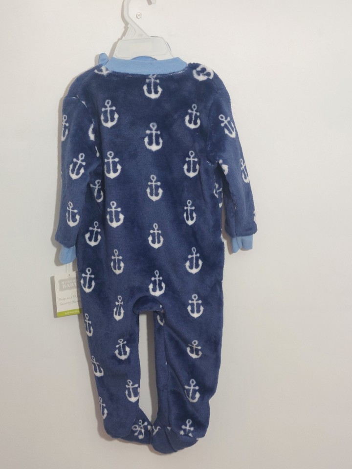 Hudson Baby Footed Pajamas 6 To 9 nautical soft fuzzy with blanket plush NWT sea eBay