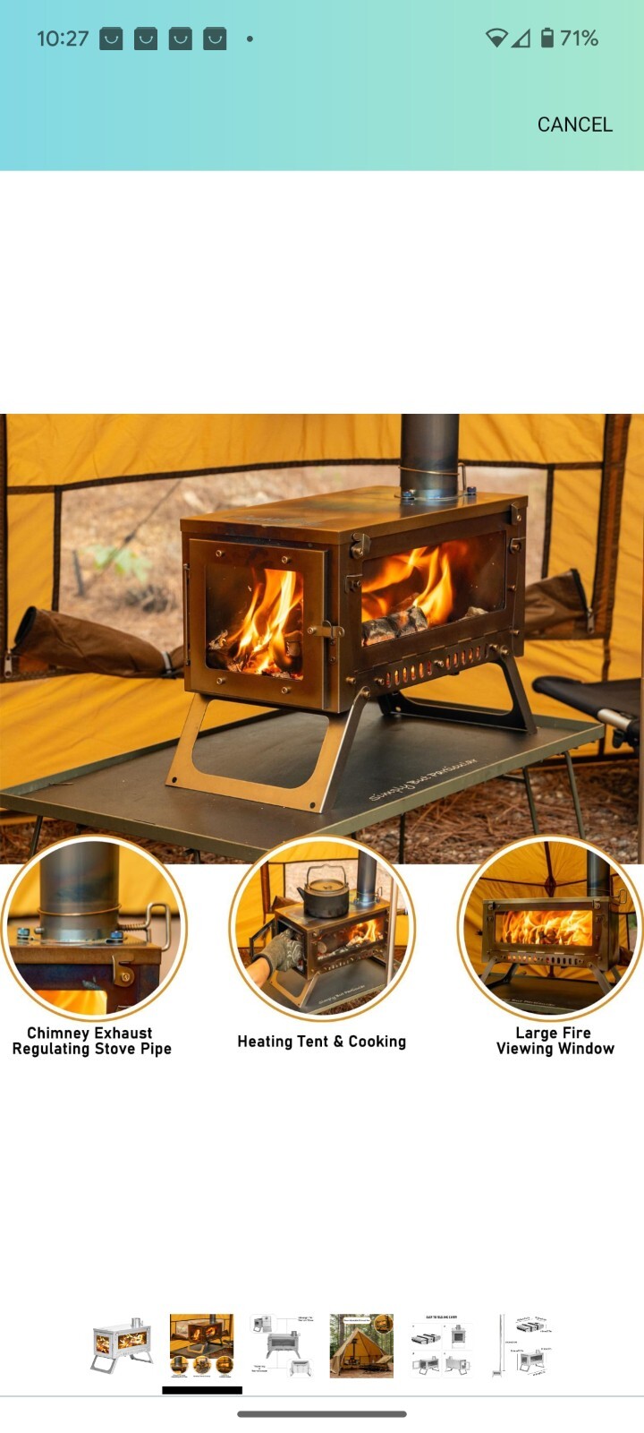 FIREHIKING Ultralight Titanium Stove Thickened TA1 Camping Tent Stove LANK...