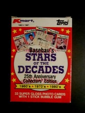 1987 TOPPS KMART STARS OF THE DECADE BASEBALL SET w/ 33 CARDS AARON MANTLE +++