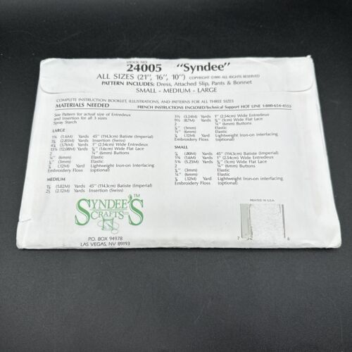 SYNDEE'S Crafts 24005 "Syndee" Puppenkleid Muster - 21, 16, 10 Zoll ungeschnitten - Bild 2 von 3