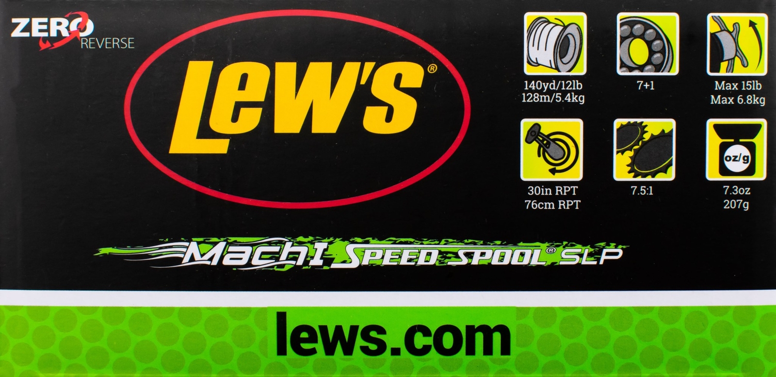 Moulinet Casting Droit Lew's Mach I Speed Spool - Ratio 7.5:1, 15 Lbs Drag, Neuf Sans Boîte