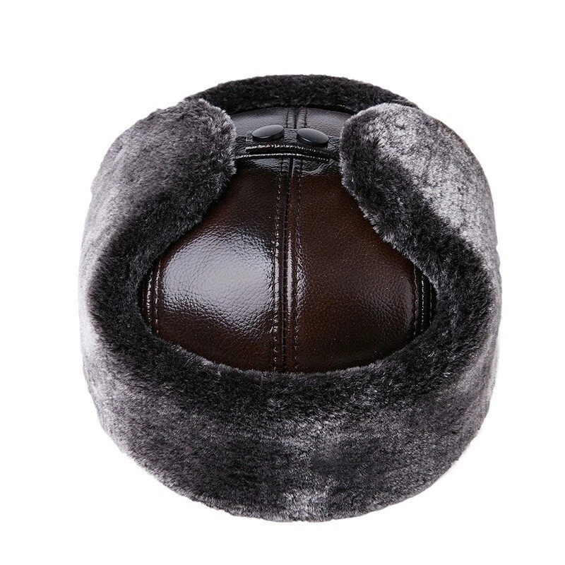 Men Winter Thickened Warm Ear-Protecting Hat Genuine Leather Sheepskin Hat