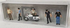 PREISER NEW #10370 HO 1/87 Scale Set of 5 Assorted US Policemen with Motorcycle