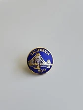 California Golden Gate Bridge 50th Anniversary Souvenir Pin Blue & Gold Colors