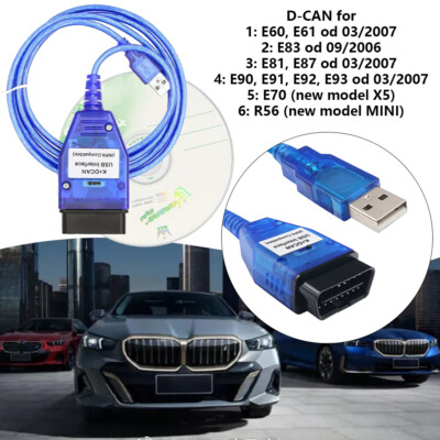 Für BMW Inpa K+Dcan OBD2 Kabel FTDI FT232RL Chip mit Schalter