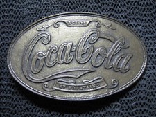 COCA COLA 5 CENT AT THE FOUNTAIN BELT BUCKLE VINTAGE RARE 1980s USA SODA 
