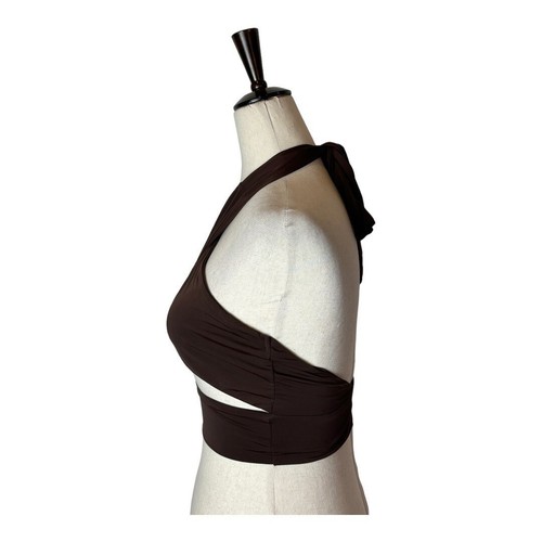 Tiger Mist Shirt Women XS Brown Cross Tie Halter Neck Cropped Archie Top Sexy - Bild 6 von 11