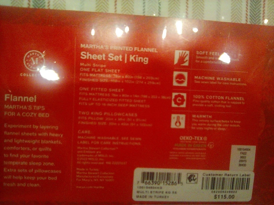 Martha Stewart Sábanas Franela 100% Algodón King Foto 2 de 4