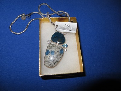 ATEMBERAUBENDER~STARBORN CREATIONS~STERLINGSILBER~BLAUTOPAS~AZURIT~KRISTALL~ANHÄNGER