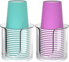 2 Pack Bathroom Cup Dispenser - Countertop 3 oz Bathroom Cup Holder for Dixie -