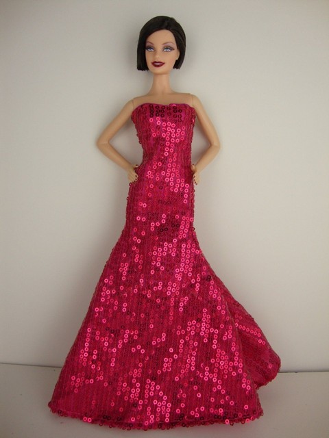 Spectacular Hot Pink Sequined Mermaid Gown Made to Fit Barbie Doll | eBay