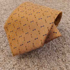 Jos A Bank Necktie Gold Geometric Silk 58" USA Made