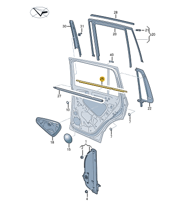 Moulure de vitre arrière pour Volkswagen Tiguan AD1 5NN839475AP