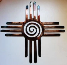 Southwestern Zia w/ Swirl - Metal Wall Art - Copper 30"