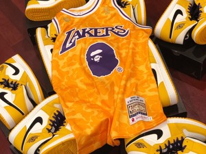 mitchell and ness bape lakers