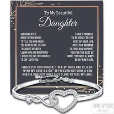 To My Beautiful Daughter Bracelet Heart Bangle Birthday Gift Girls from Mom Dad
