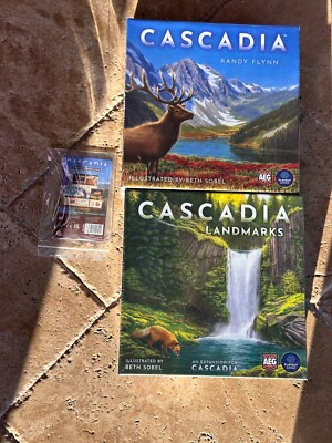 Cascadia Board Game + Landmarks Expansion + Kickstarter Pack Family NEW Strategy