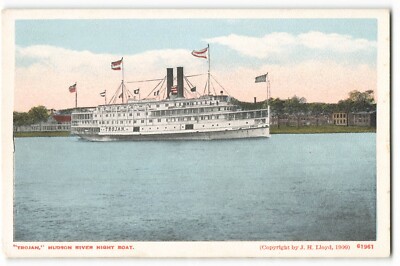 Postcard 1909 ''Trojan,'' Hudson River Night Boat, by J.H. Lloyd VTG VPC03.