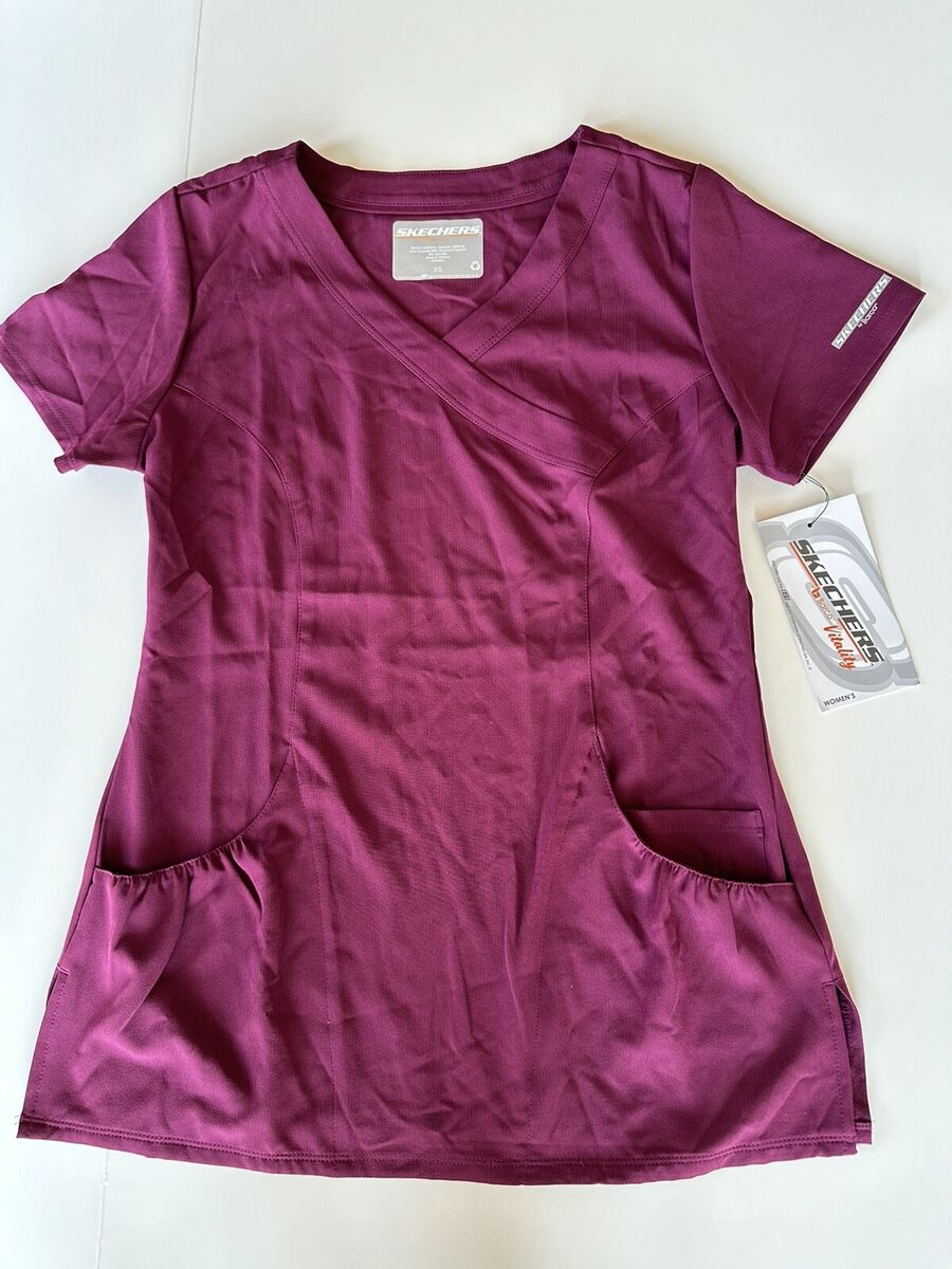 ◆SKECHERS◆ women bristol SC0WSCEM021 SKECHERS by Barco Vitality Women Scrub Top color Wine sz X
