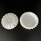 2 Vintage 4.25” Hazel Atlas Milk Glass Sunflower Daisy Ashtray Trinket