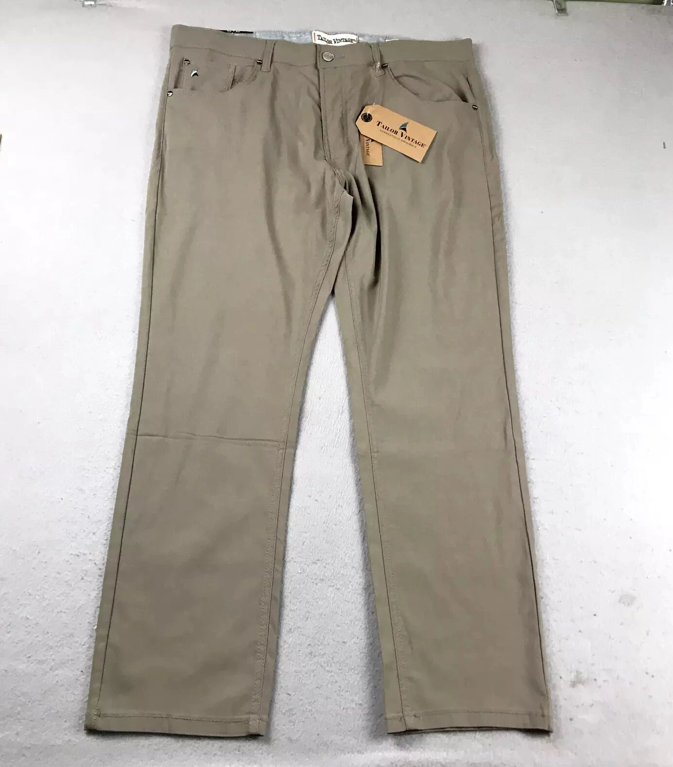 Tailor Vintage Pants Mens 38X30 Beige Slim Fit Canaan Straight Quick Dry NWT