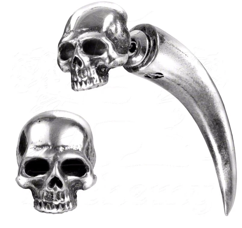 Alquimia Gótica Tumba Calavera Cuerno Imitación Oreja Calibre Estirador Un solo Poste Pendiente E320 Foto 2 de 4