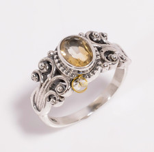 Yellow Citrine Cut Stone Ring 925 Sterling Silver Handmade Design Ring Jewelry