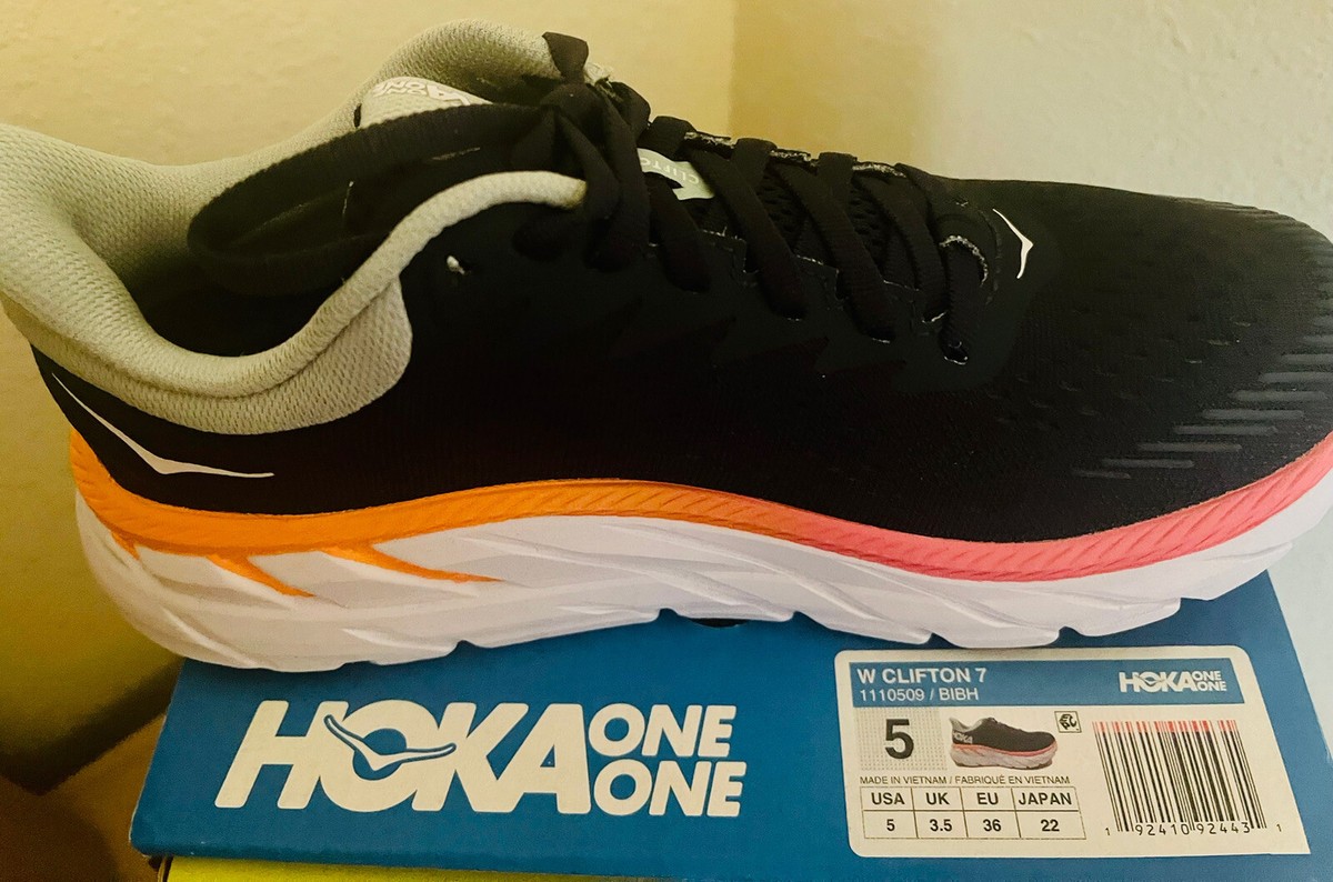 NEW! Hoka One One Womens Clifton Black Iris Blue Haze Size