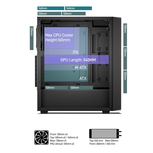 OPEN BOX DARKROCK EC2 Black Micro-ATX Mid Tower PC Case z wentylatorem x1 120mm - Zdjęcie 5 z 9