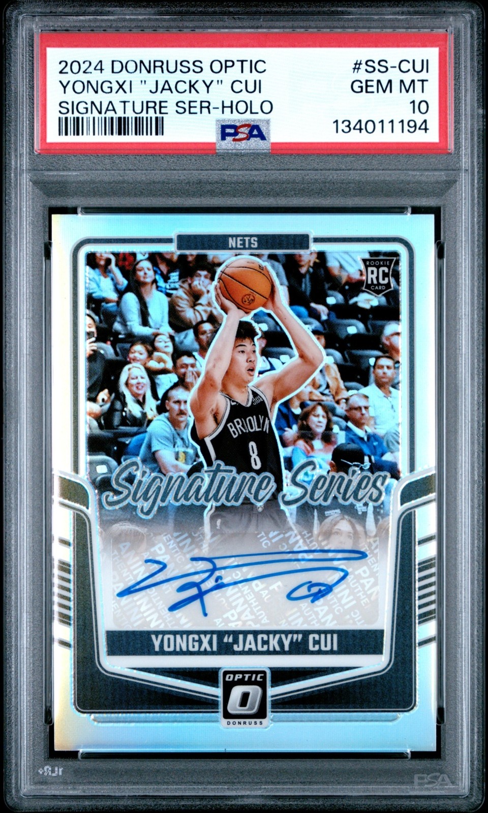 2024 Optic Yongxi Jacky Cui Signature Series HOLO Auto PSA 10 Brooklyn Nets view 1