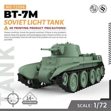 Army Tank Unpainted 1/72 25mm Military Model Kit Soviet BT-7M Light Tank
